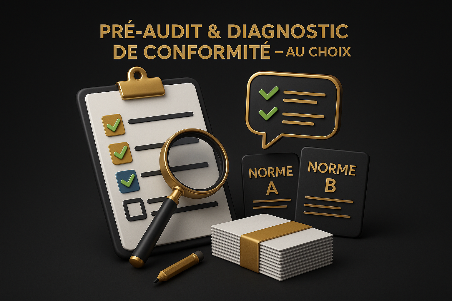 PÔLE 5 — ISO (9001 / 14001 / 45001) : Pré-audit &amp; Diagnostic de Conformité – au choix